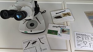 Versuchsanordnung mit Mikroskop